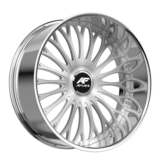 Amani Napoliano 22x9 32 5x112/5x114.3 Brush Center Chrome Lip NAP229253670F32BCX