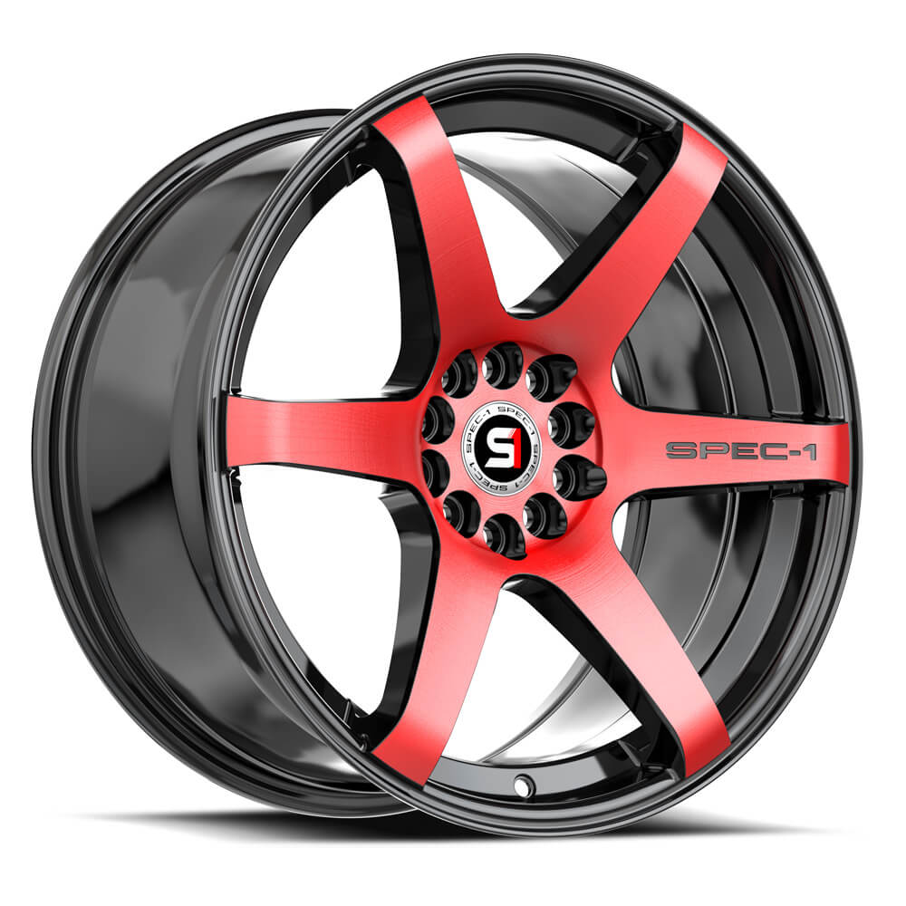 Spec-1 SPT-32 18x8 34 5x114.3/5x120 Gloss Black & Red Machined SPT-321883834BMR
