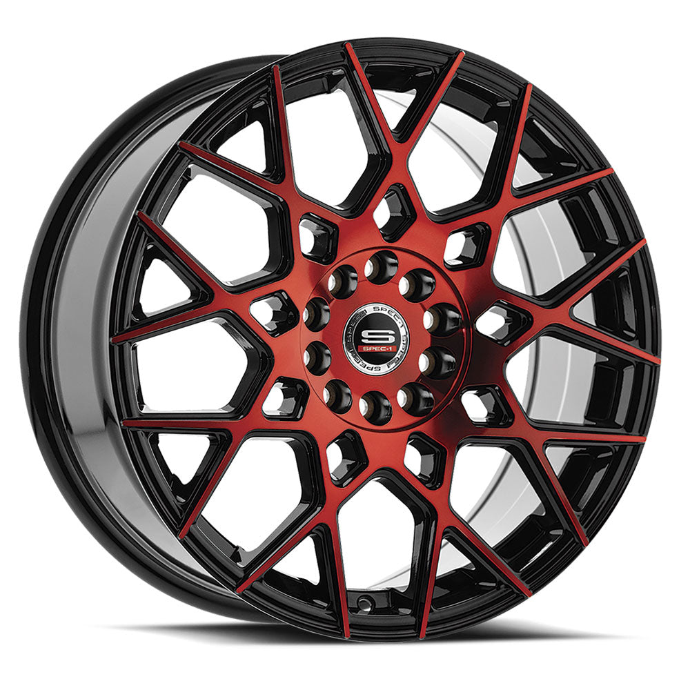 SPEC-1 SP-52 20X8.5 38 5X114.3/5X120 GLOSS BLACK & RED MACHINED