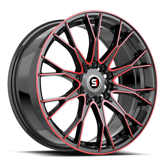Spec-1 SP-59 18x8 38 5x114.3/5x120 Gloss Black & Red Machined SP-591883838BMR