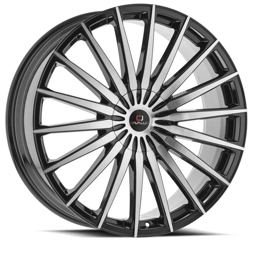 CAVALLO CLV-34 20X8.5 35 5X110/5X114.3 GLOSS BLACK & MACHINED