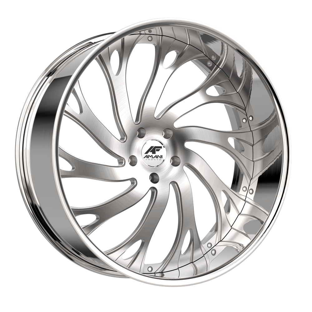 Amani Atlantic 28x9 / 10 1 / 5 5x127 Brush Center Chrome Lip ATL289103520FFBCR