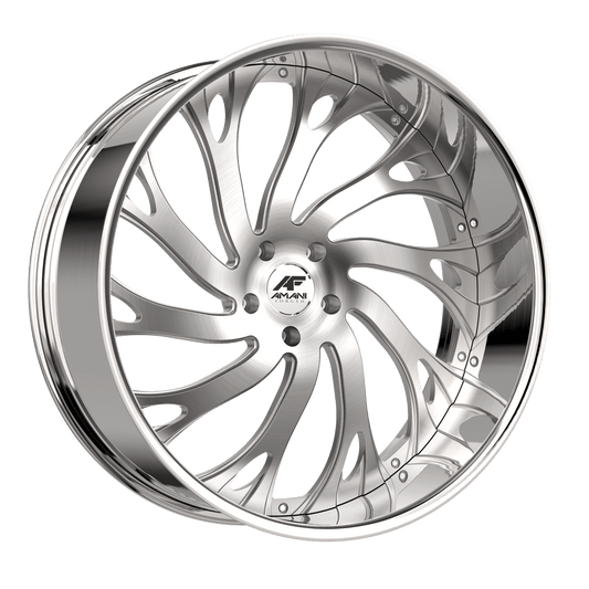 Amani Atlantic 28x9 / 10 1 / 5 5x127 Brush Center Chrome Lip ATL289103520FFBCR