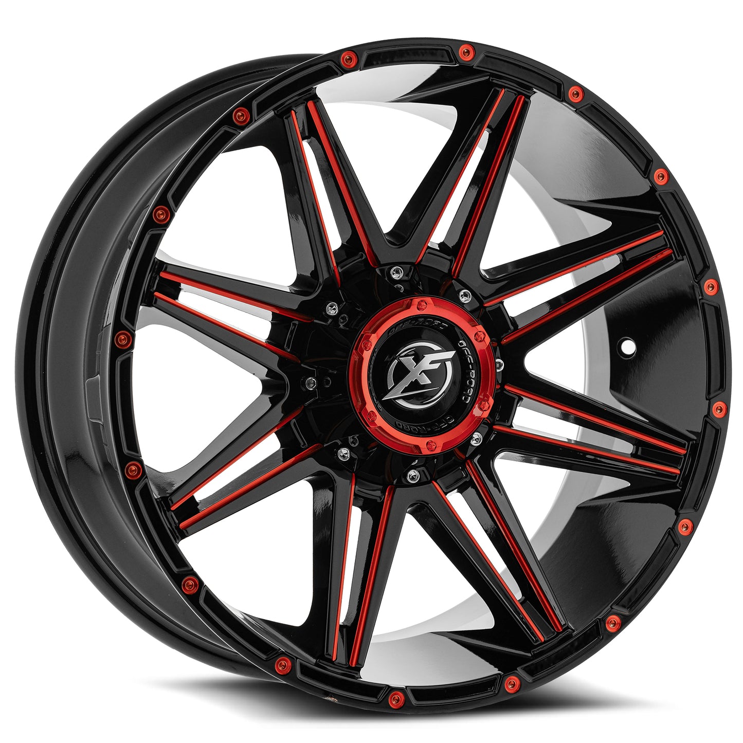 XF Off-Road XF-220 18x9 0 5x127/5x139.7 Gloss Black & Red Milled XF-220189051271397+0GBRM