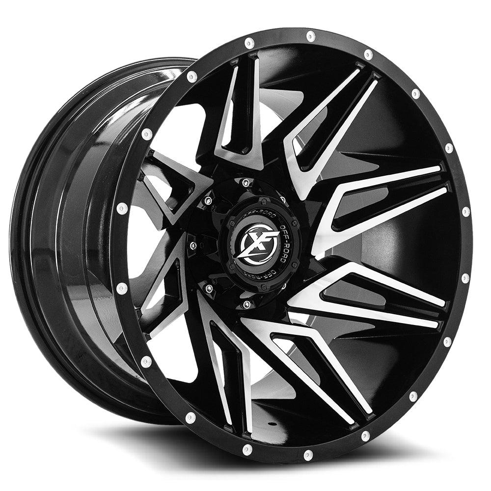 XF OFF-ROAD XF-218 22X12 -44 6X135/6X139.7 GLOSS BLACK & MACHINED