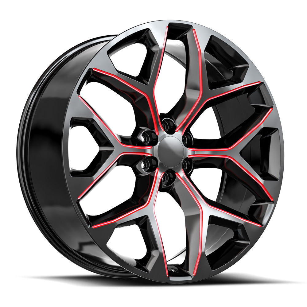 O.E. REVOLUTION G-09 26X10 24 6X139.7 GLOSS BLACK & RED MILLED