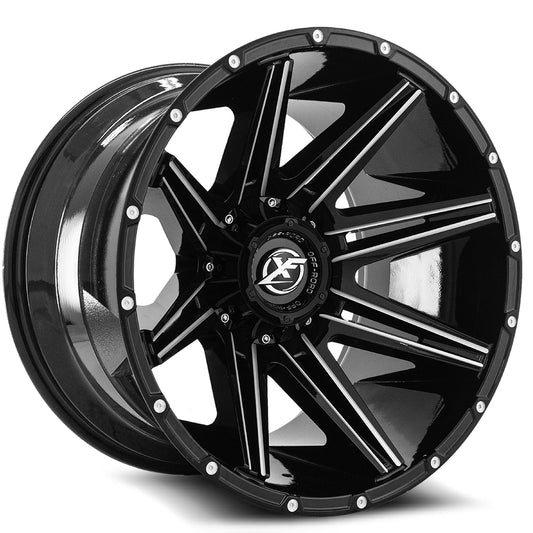 XF Off-Road XF-220 18x9 12 5x139.7/5x150 Gloss Black & Milled XF-220189051397150+12GBM