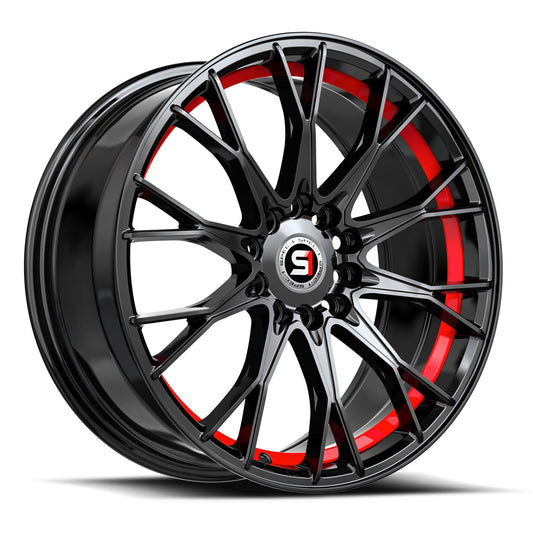 Spec-1 SP-59 18x8 38 5x112/5x114.3 Gloss Black & Red Undercut SP-591883638GBRU