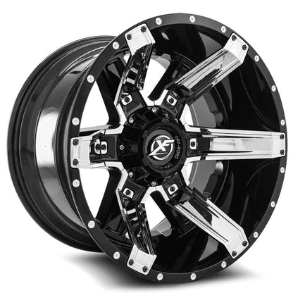 XF OFF-ROAD XF-214 20X10 -24 5X139.7/5X150 GLOSS BLACK + CHROME INSERTS