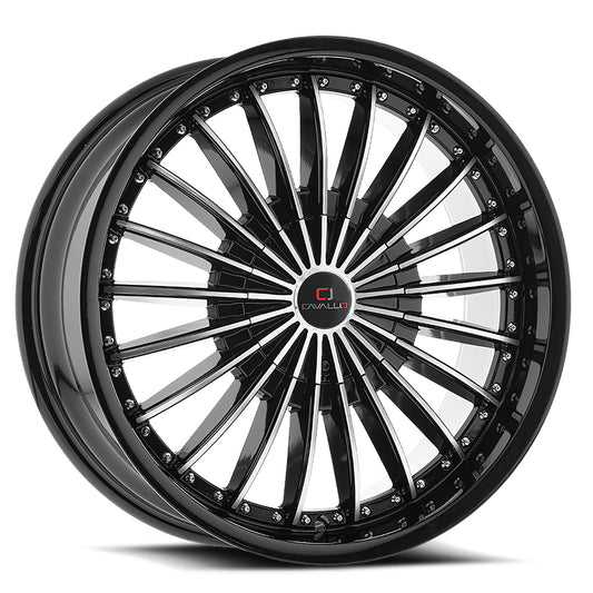 Cavallo CLV-32 22x8.5 38 5x112/5x114.3 Gloss Black & Machined CLV-32228551121143+38BM