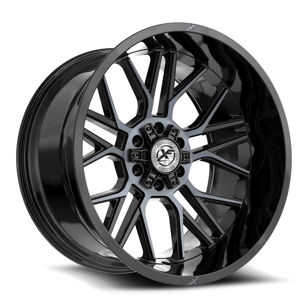 XF Off-Road XF-235 22x12 -44 6x135/6x139.7 Gloss Black & Machined Titanium Double Dark Tint XF-235221261351397-44BMTDT