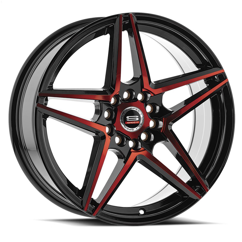 Spec-1 SP-54 20x8.5 38 5x112/5x114.3 Gloss Black & Red Machined SP-5420853638BMR