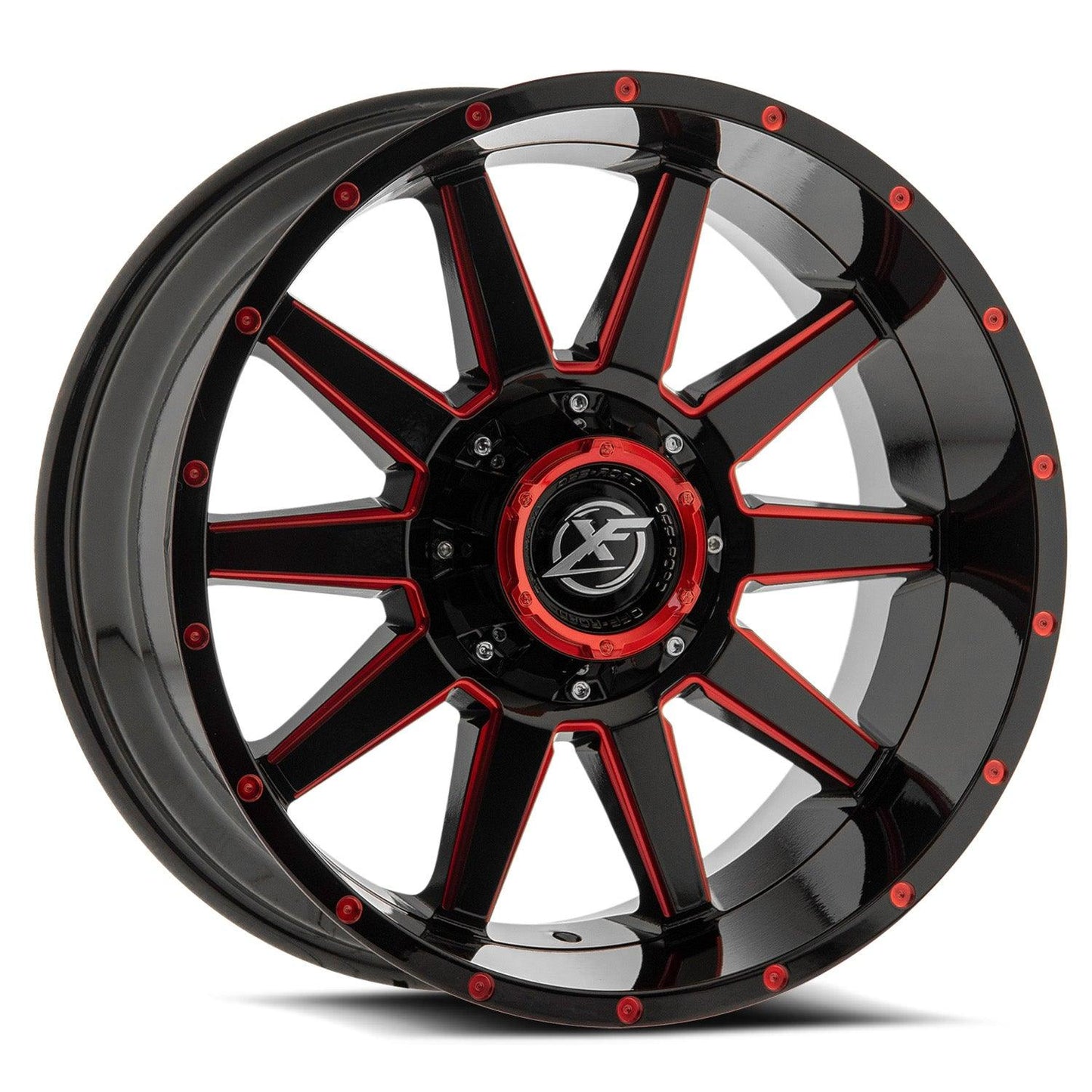XF OFF-ROAD XF-219 20X10 -24 5X139.7/5X150 GLOSS BLACK & RED MILLED