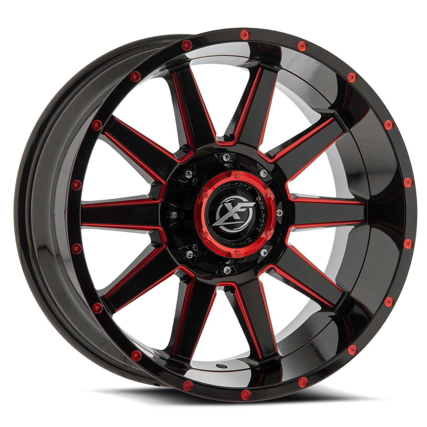 XF OFF-ROAD XF-219 20X10 -24 5X139.7/5X150 GLOSS BLACK & RED MILLED