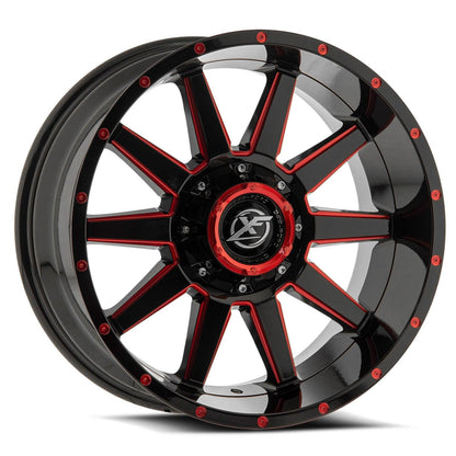 XF OFF-ROAD XF-219 20X10 -24 5X139.7/5X150 GLOSS BLACK & RED MILLED