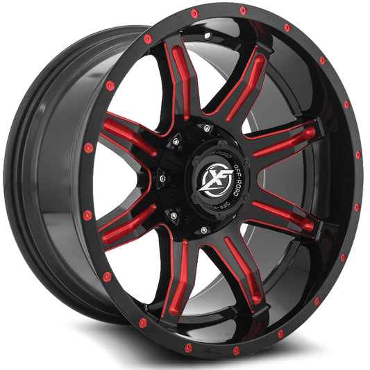 XF Off-Road XF-215 20x9 0 5x139.7/5x150 Gloss Black & Red Milled XF-215209051397150+0GBRM