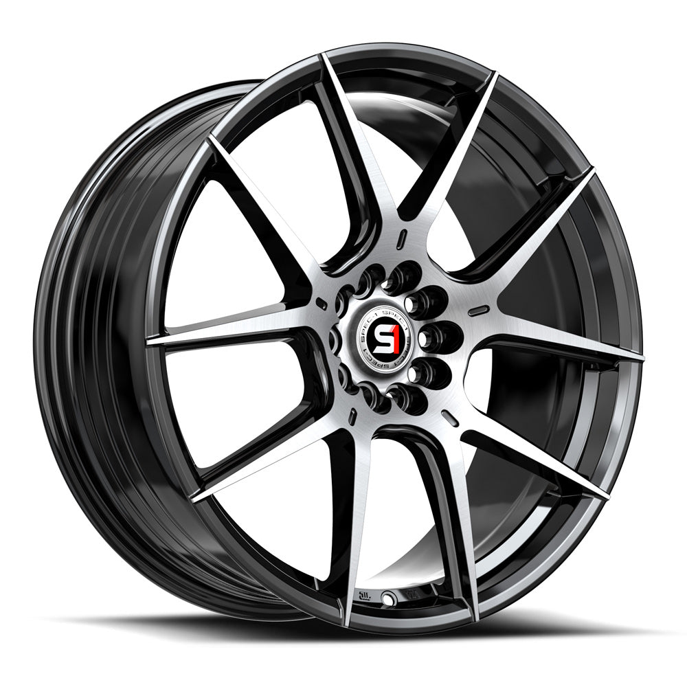 Spec-1 SP-71 17x8 42 5x114.3/5x120 Gloss Black & Machined SP-711783842BM