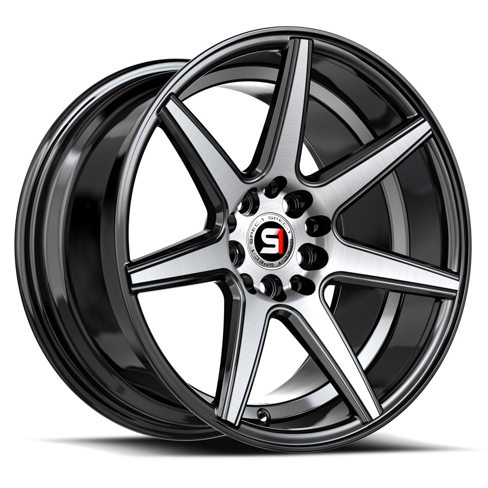 Spec-1 SP-73 18x8 38 4x100/4x114.3 Gloss Black & Machined & Undercut SP-73188938BMU