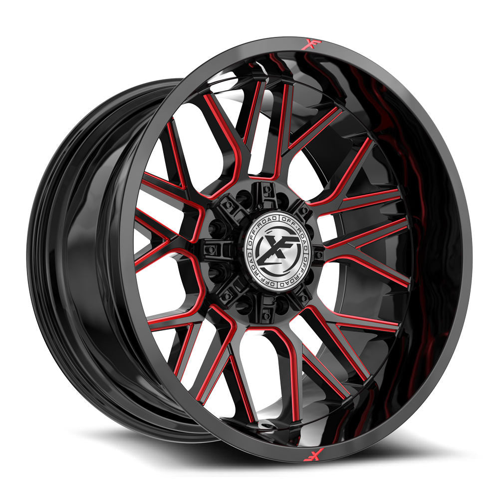 XF Off-Road XF-235 20x10 -12 8x165.1/8x180 Gloss Black & Red Milled XF-235201081651180-12GBRM