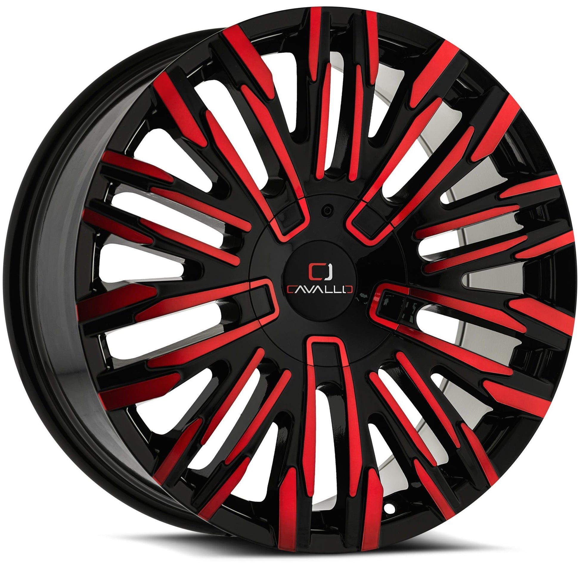 CAVALLO CLV-28 20X8.5 15 6X135/6X139.7 GLOSS BLACK & RED MILLED