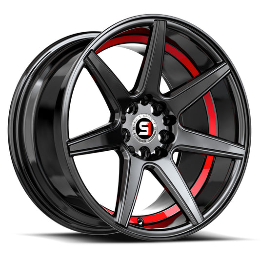 Spec-1 SP-73 18x8 38 5x114.3/5x120 Gloss Black & Red Undercut SP-731883838GBRU