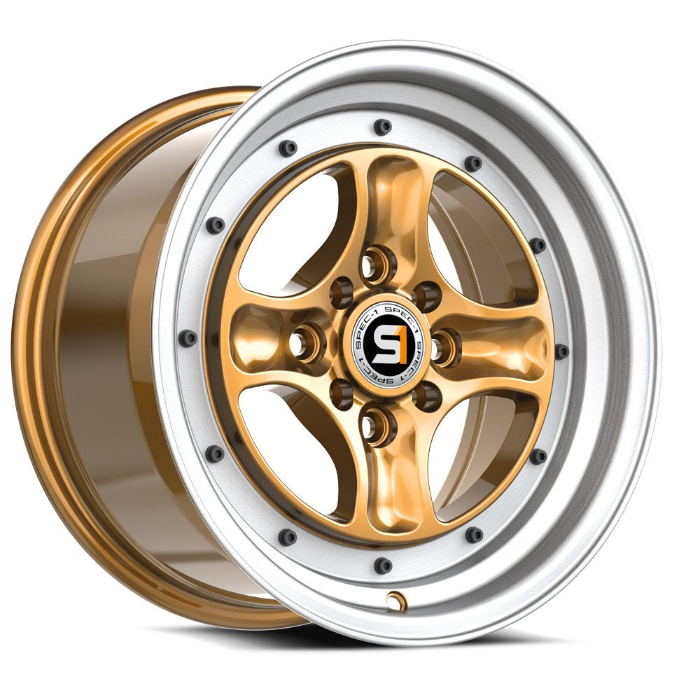 Spec-1 SPT-35 15x8 25 4x100/4x114.3 Gold & Machined Lip SPT-35158925GML