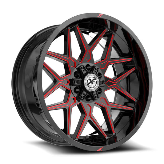 XF Off-Road XF-238 20x10 -24 5x127/5x139.7 Gloss Black & Red Milled XF-238201051271397-24GBRM