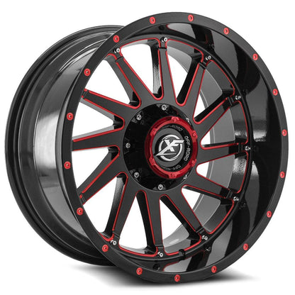 XF OFF-ROAD XF-216 20X10 -24 5X139.7/5X150 GLOSS BLACK & RED MILLED