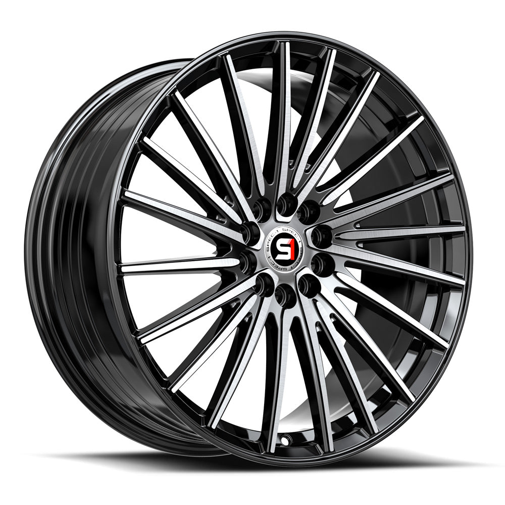 Spec-1 SP-68 18x8 38 4x100/4x114.3 Gloss Black & Machined SP-68188938BM