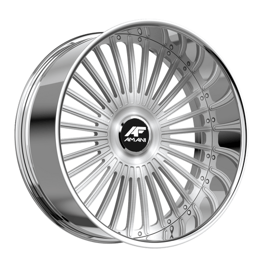 Amani R.E.A.L. 22x9 32 5x112/5x120 Brush Center Chrome Lip REA229253370F32BCX