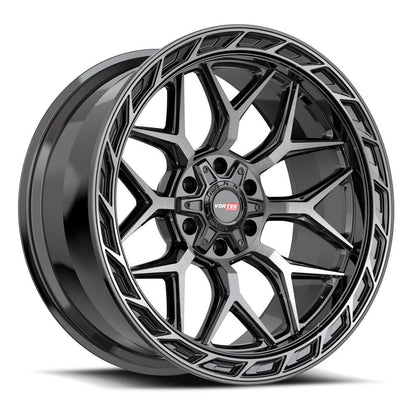 VORTEK VRP-504 20X9 12 5X127/5X139.7 BLACK DIAMOND CUT WITH DARK TINT
