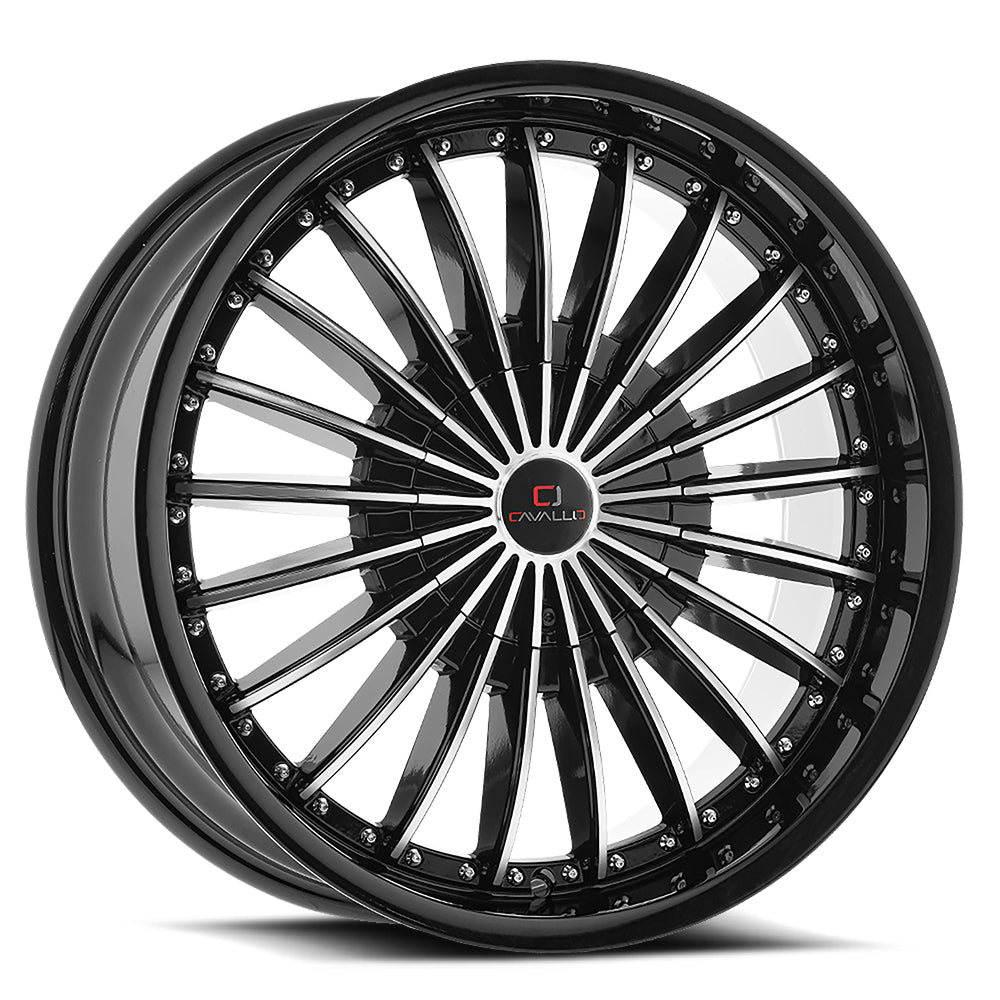 Cavallo CLV-32 20x8.5 35 5x112/5x114.3 Gloss Black & Machined CLV-32208551121143+35BM