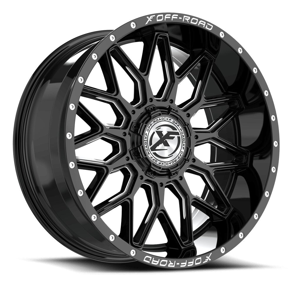 XF Off-Road XF-242 22x10 -18 5x127/5x139.7 Gloss Black & Milled XF-242221043-18GBM-V