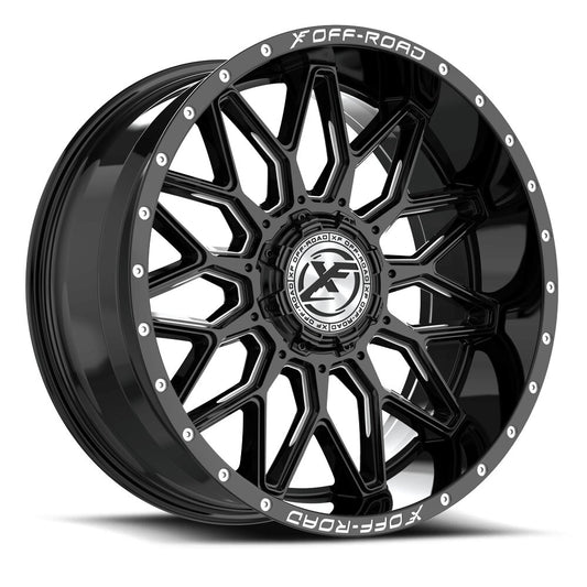 XF Off-Road XF-242 22x10 -18 5x127/5x139.7 Gloss Black & Milled XF-242221043-18GBM-V