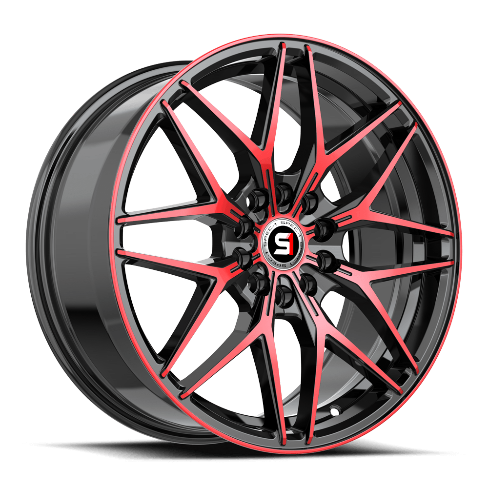 Spec-1 SP-60 17x7.5 42 5x112/5x114.3 Gloss Black & Red Machined SP-6017753642BMR