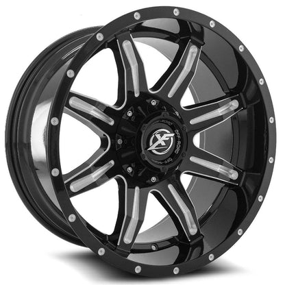 XF OFF-ROAD XF-215 22X12 -44 5X127/5X139.7 GLOSS BLACK & MILLED