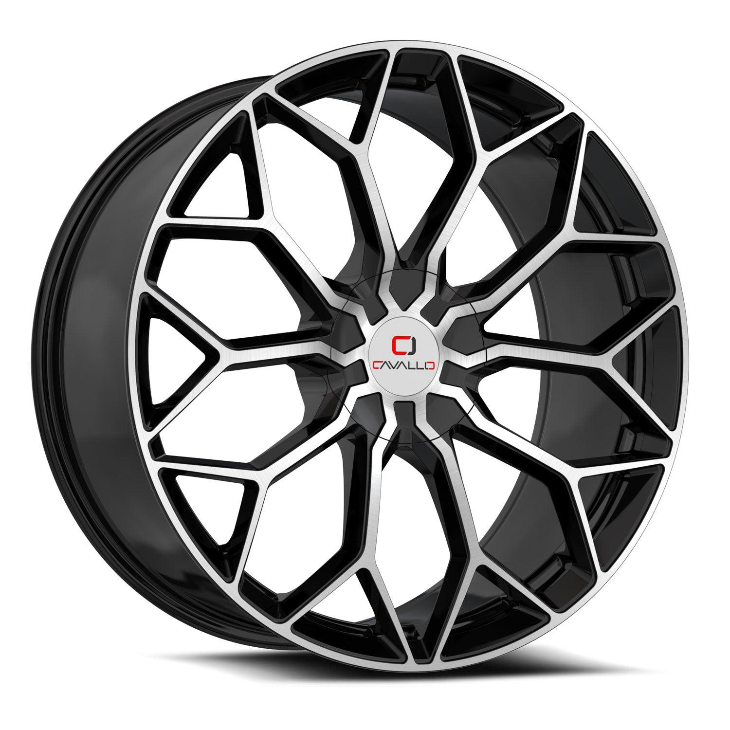 CAVALLO CLV-44 20X8.5 35 5X108/5X114.3 GLOSS BLACK & MACHINED