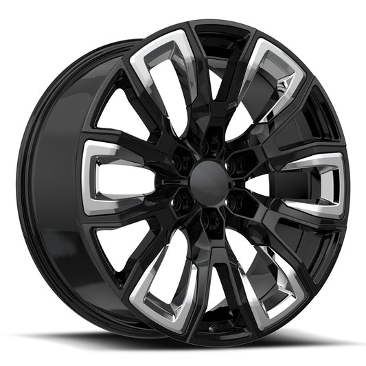 O.E. REVOLUTION G-37 22X9.0 31 6X139.7 GLOSS BLACK & CHROME INSERTS