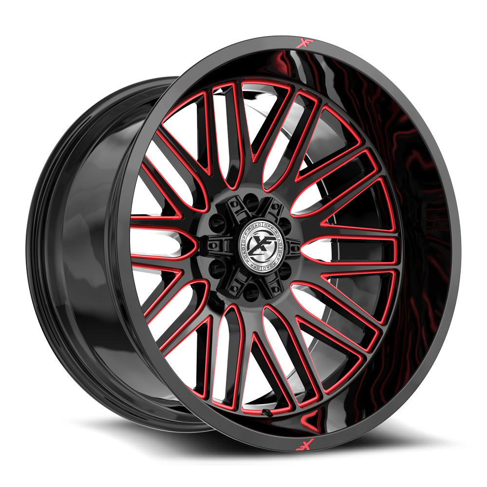 XF Off-Road XF-240 20x10 -12 6x135/6x139.7 Gloss Black & Red Milled XF-240201061351397-12GBRM