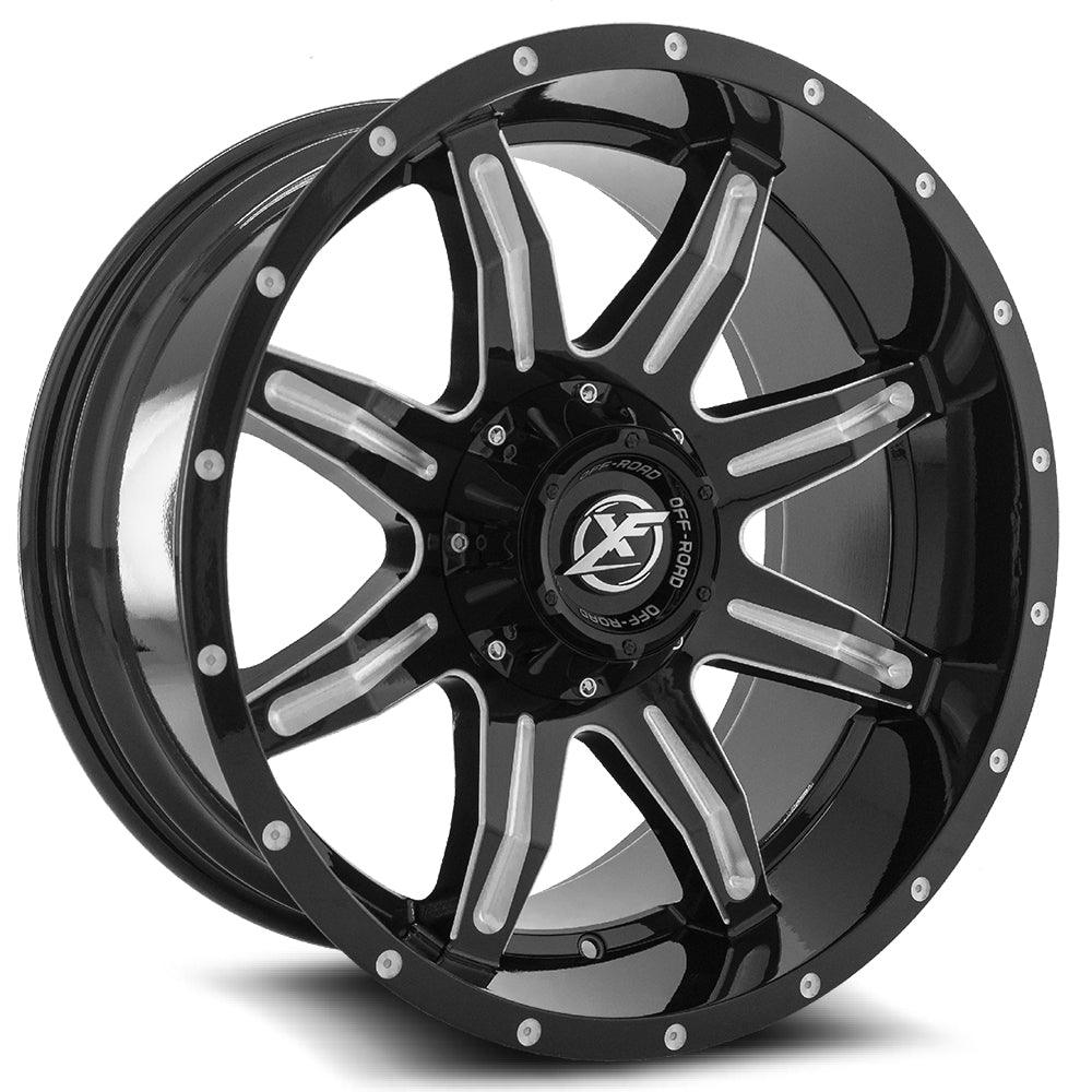XF OFF-ROAD XF-215 20X12 -44 5X127/5X139.7 GLOSS BLACK & MILLED