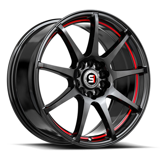 SPEC-1 SP-67 18X8.0 38 4X100/4X114.3 GLOSS BLACK & RED LINE