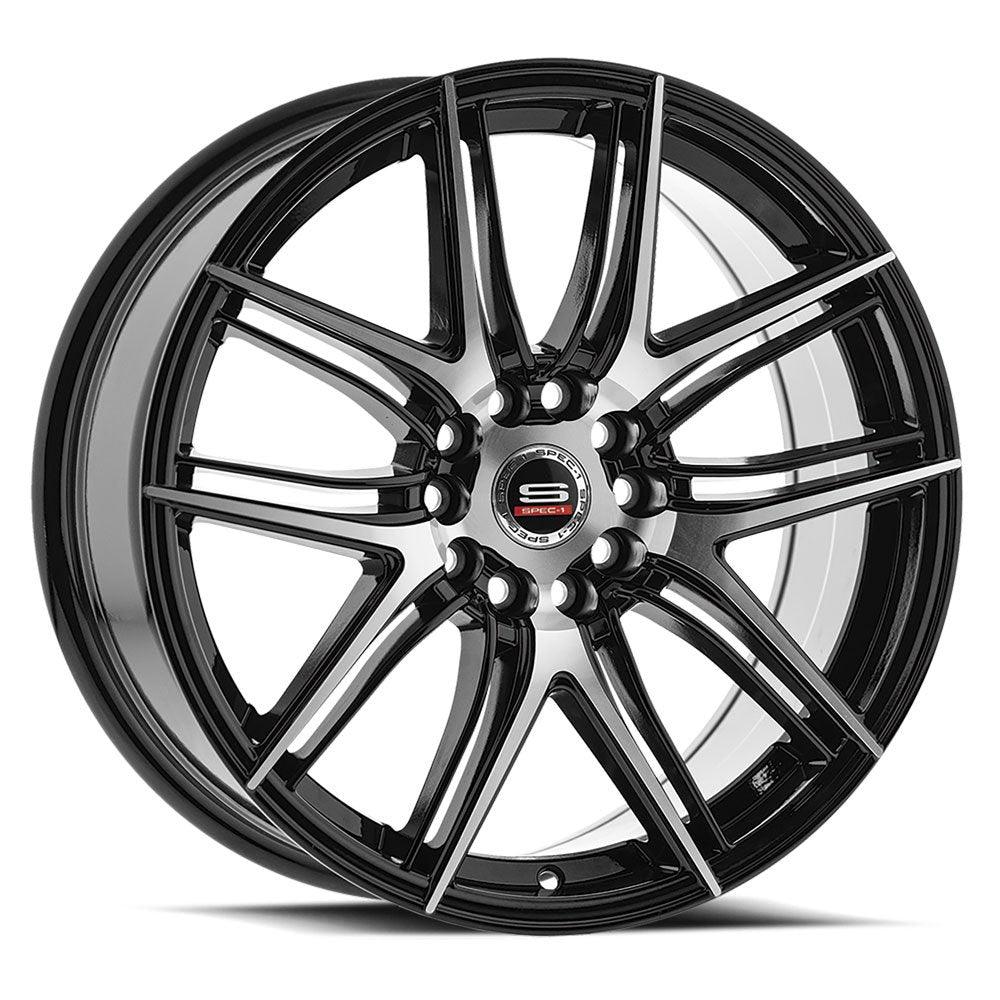 SPEC-1 SP-56 18X8 38 5X100/5X114.3 GLOSS BLACK & MACHINED