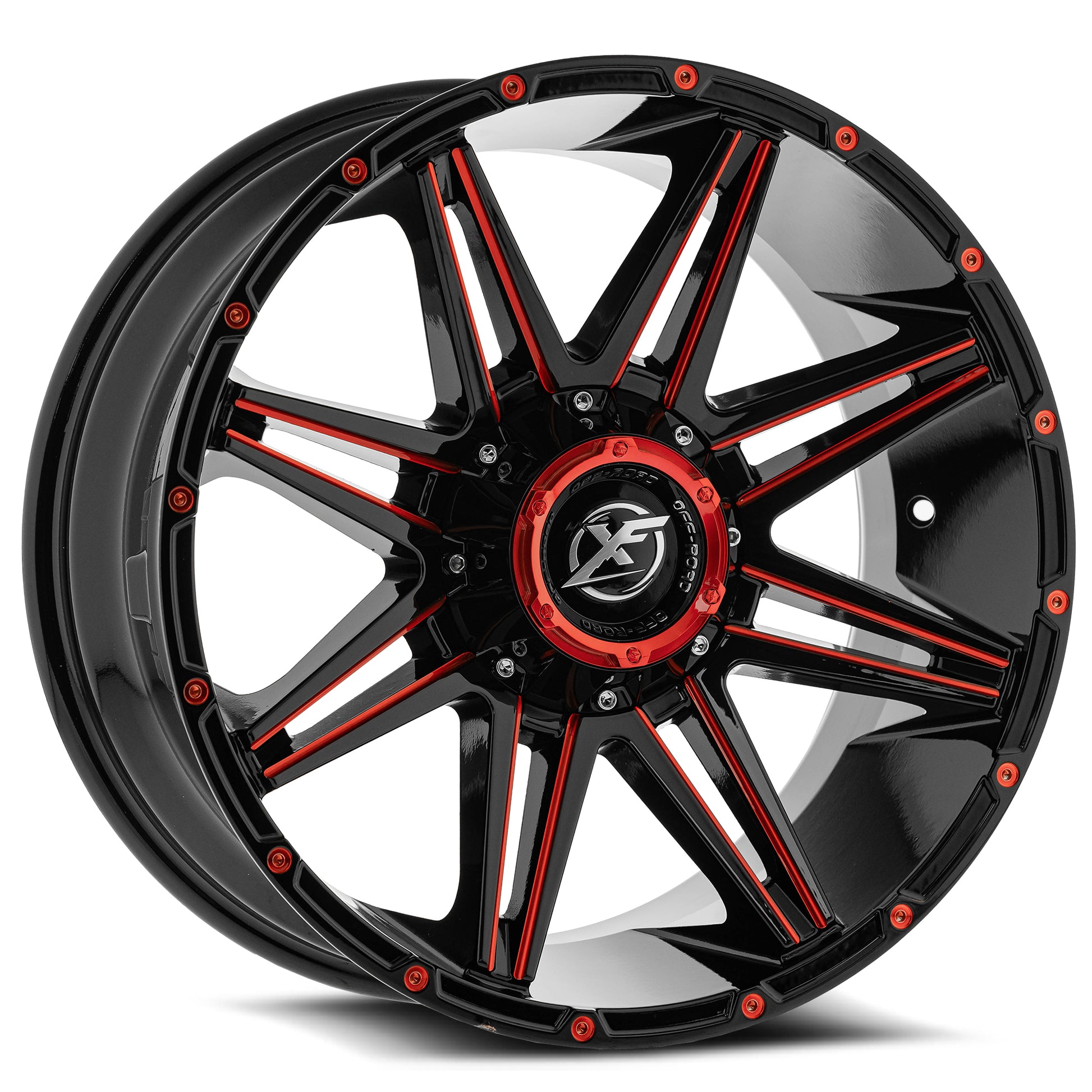 XF Off-Road XF-220 20x10 -12 8x165.1/8x170 Gloss Black & Red Milled XF-220201081651170-12GBRM