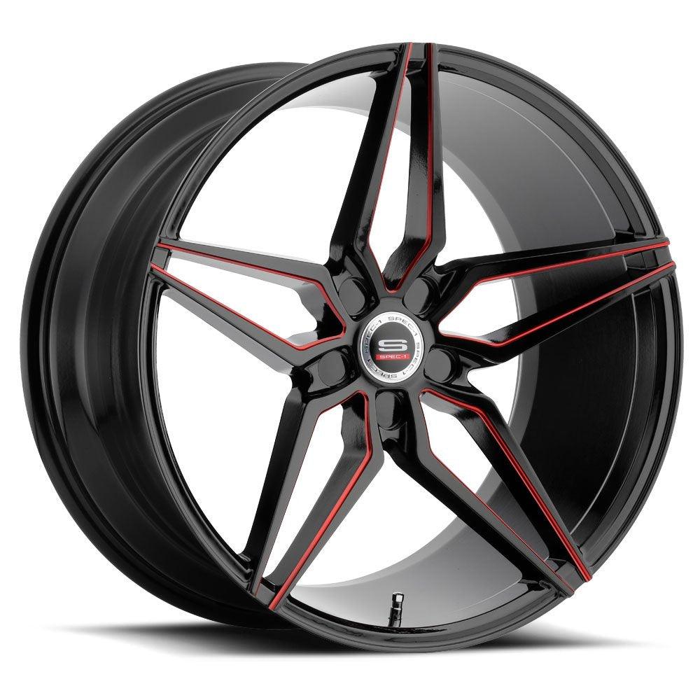 SPEC-1 SPM-81 22X10.5 42 BLANK 5X GLOSS BLACK & RED MACHINED