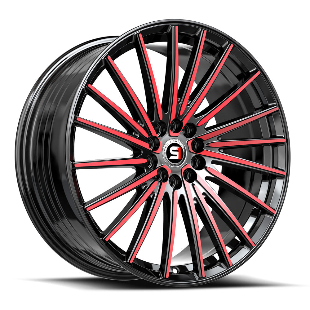 Spec-1 SP-68 18x8 38 4x100/4x114.3 Gloss Black & Red Machined SP-68188938BMR