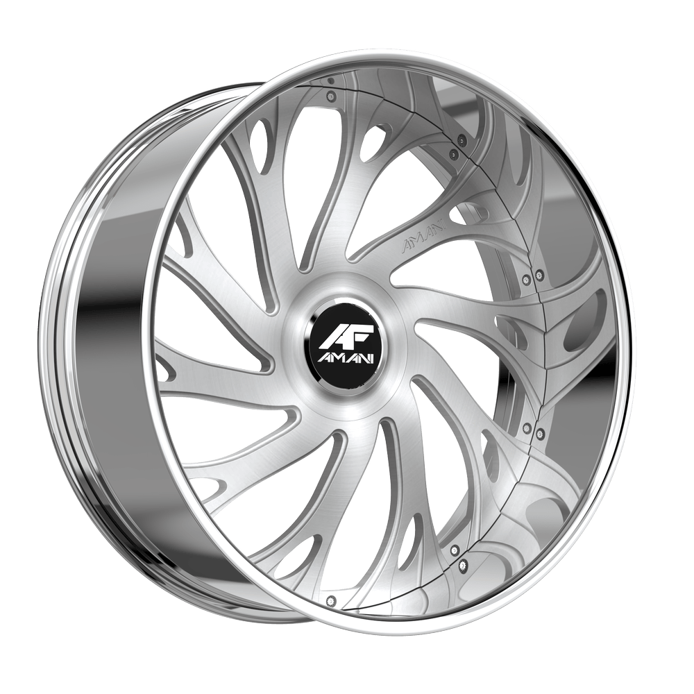 Amani Atlantic 22x9 / 10 15 / 20 5x115/5x120 Brush Center Chrome Lip ATL229103539FRBCX
