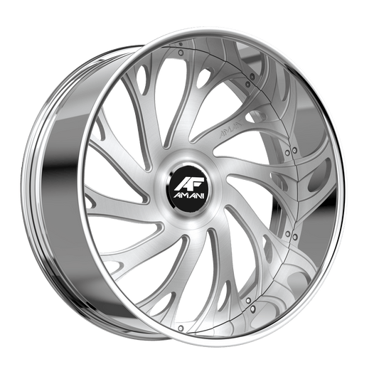Amani Atlantic 22x9 / 10 15 / 20 5x115/5x120 Brush Center Chrome Lip ATL229103539FRBCX