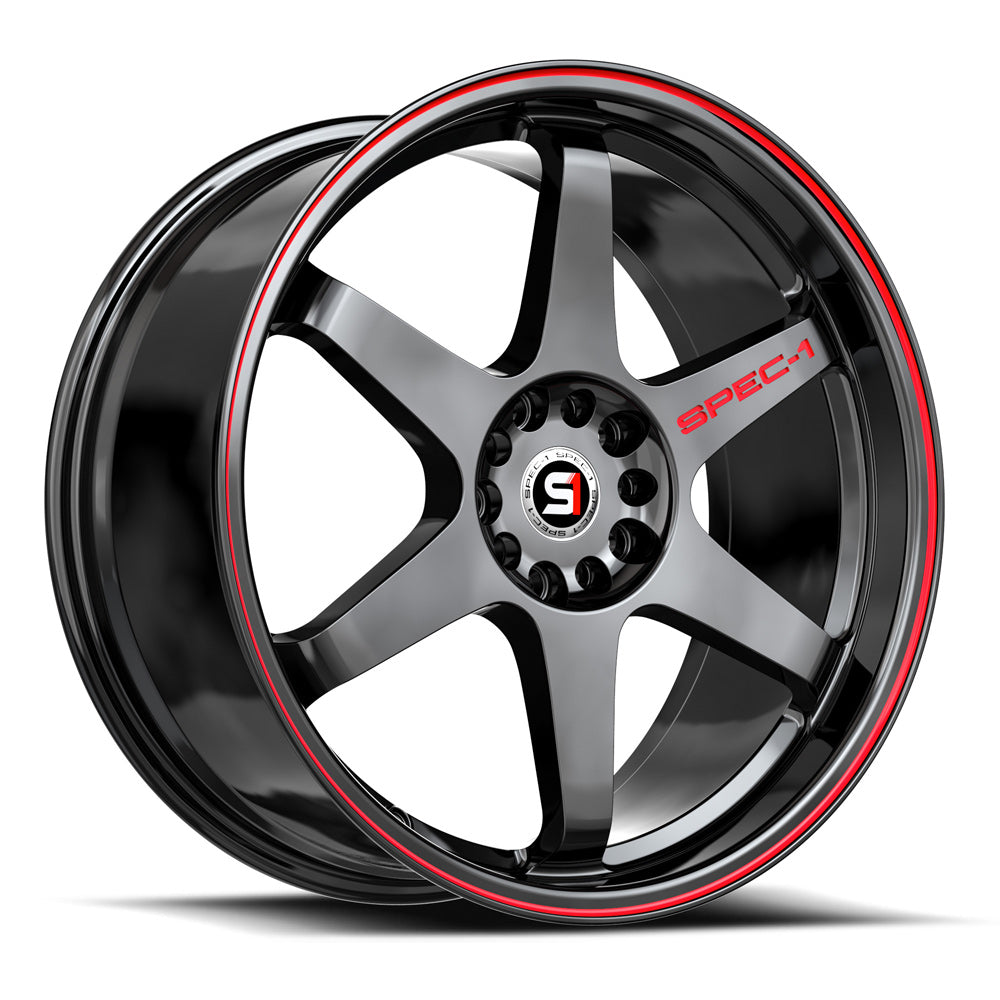 SPEC-1 SPT-33 17X8 38 5X108/5X114.3 GLOSS BLACK & RED LINE