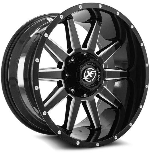 XF Off-Road XF-219 20x9 12 8x165.1/8x170 Gloss Black & Milled XF-219209081651170+12GBM