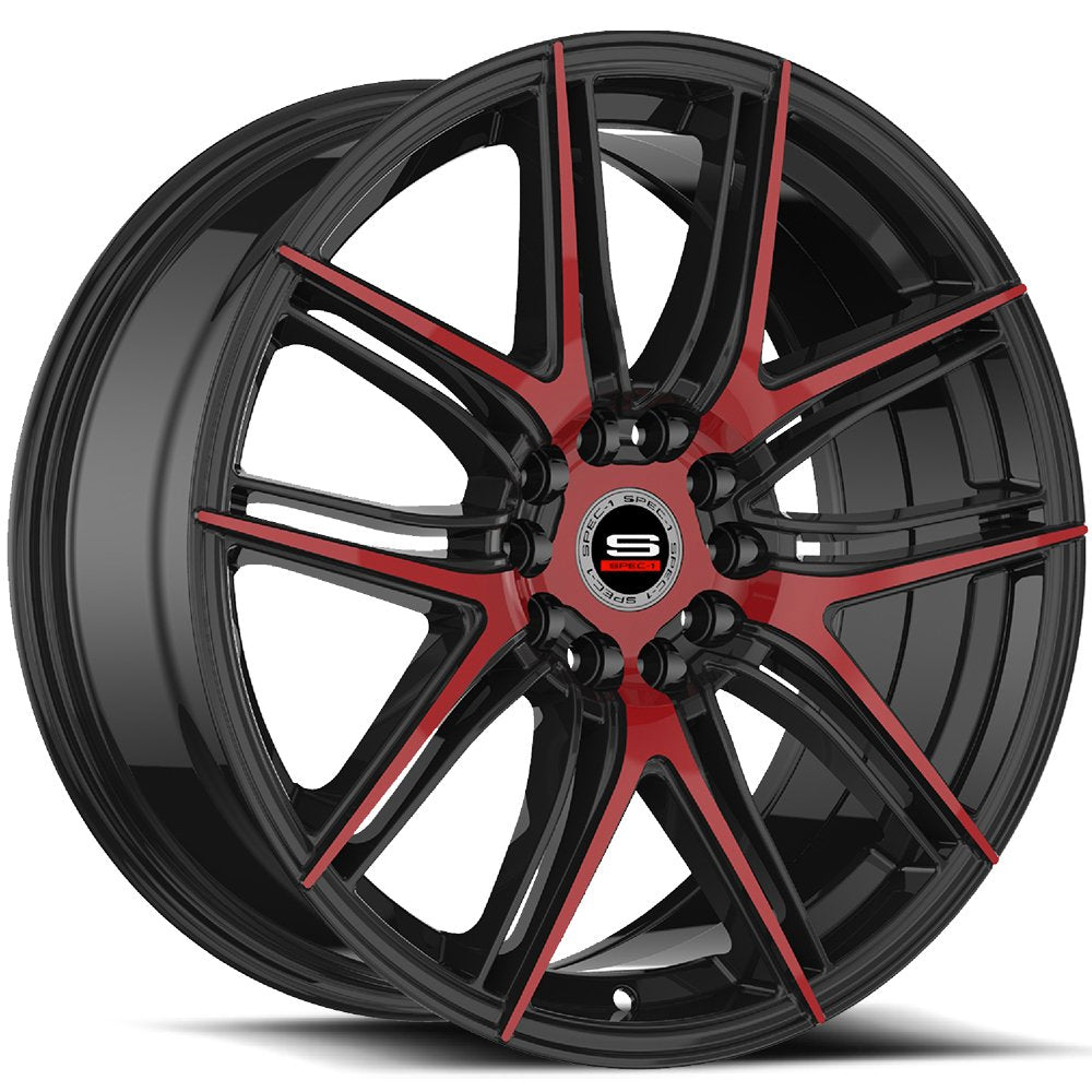 SPEC-1 SP-56 17X7.5 42 5X100/5X114.3 GLOSS BLACK & RED MACHINED